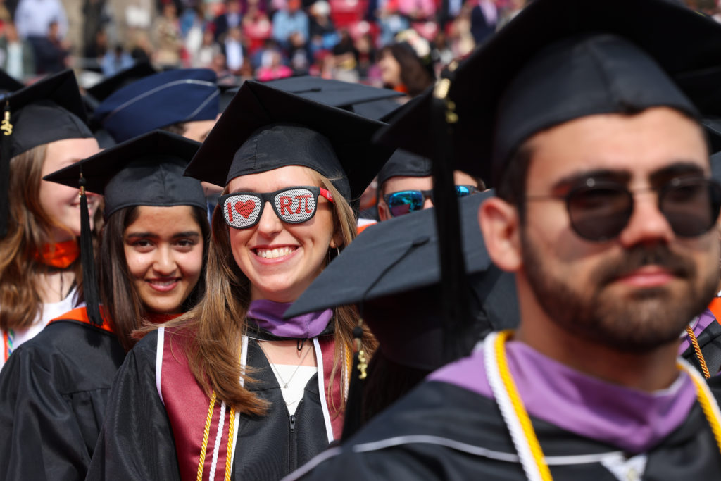 Graduate with I heart R Pi glasses