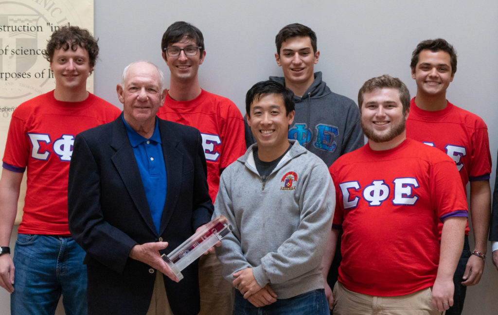 a photo of SigEp receiving their award